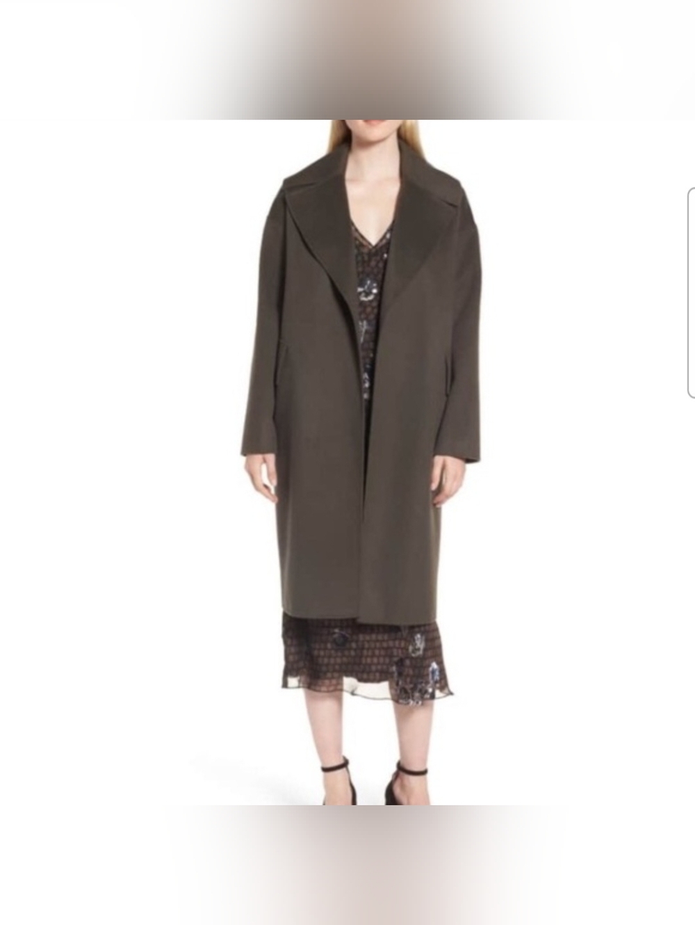 Lewit | Double Face Wool and Cashmere Open Front Coat in Olive Tuscan